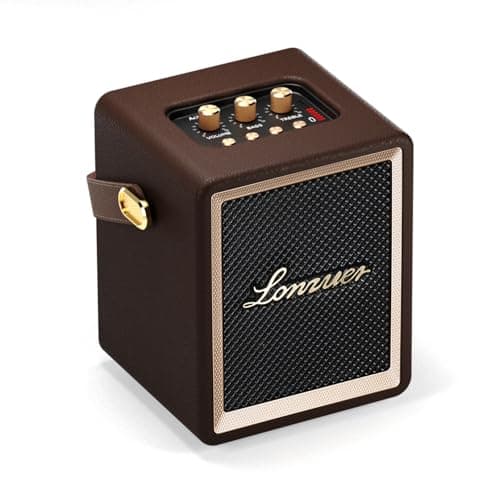 Lonzuer Action Wooden Portable Speaker with Handle Small Portable Bluetooth Speakers with 5000mAh Battery Speakers Bluetooth Wireless for Indoor Outdoor Campaign (Brown)