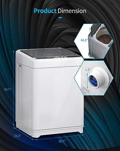 TABU Portable Washer and Dryer Combo, 17.6LBS Full-Automatic Washing Machine with Drain Pump & Compact 13LBS Dryer with Stainless Steel Inner Tub(White) 5