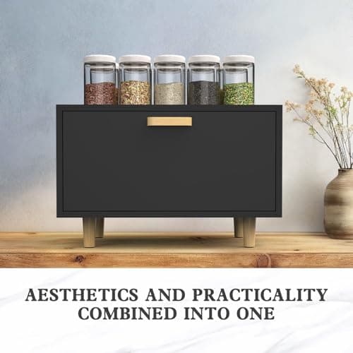 LOHASOK Farmhouse Bread Box - Large Bamboo Bread Holder with Metal Door - Black 5