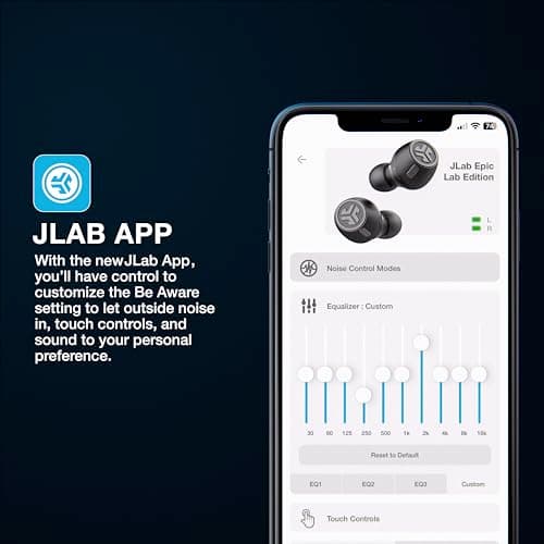 JLab Epic Lab Edition True Wireless Earbuds, Hybrid Dual Drivers, Spatial Audio, Multipoint BT, Wireless or USB-C Charging, Wear Detect Auto Play/Pause, Google Fast Pair 5