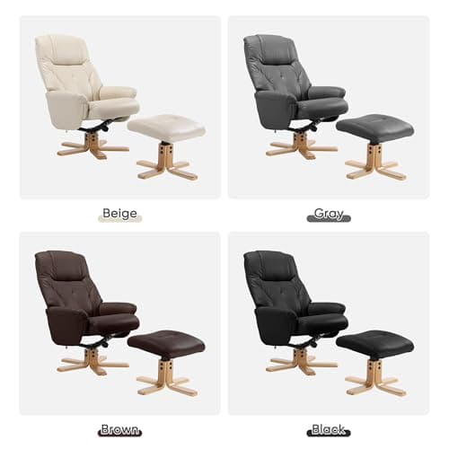 Susalt Swivel Recliner Chair with Ottoman, Stylish Faux Leather Recliner Chairs for Adults, 360° Swivel Reclining Chair for Living Room, Study, RV Recliners, Ottoman Chair, Dark Brown 9