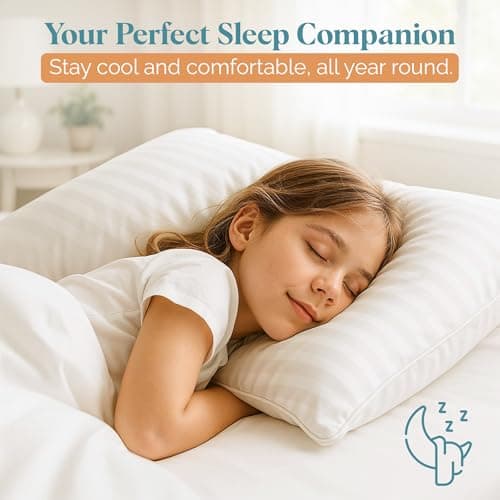 Comfort Mantra Pillows Queen Size Set of 2 – Cooling Down Alternative Bed Pillows for Sleeping – Firm Hotel Style Support for Back, Stomach and Side Sleeper Pillow with Ergonomic Design 6
