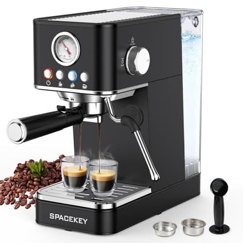 Spacekey Espresso Machine with Milk Frother, 20 Bar Professional Espresso Maker Semi-Automatic Espresso Coffee Machines for Home, Cappuccino, Latte Maker with 58oz Removable Water Tank, Black