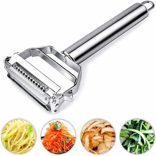 AnGeer Julienne Peeler, Stainless Steel Vegetable Peeler, Double-Sided Blade Vegetable Julienne Cutter and Fruit Slicer, Dual Blade Multifunction Potato Peeler 6