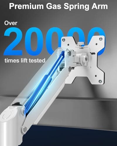 ErgoFocus Single Monitor Mount Holds Max 22lbs, 13-32 inch Monitor Desk Mount, Height Adjustable Tall Monitors Arm, Monitors Stand with Tilt Swivel Rotation, VESA 75 100mm, White, Freelift 6