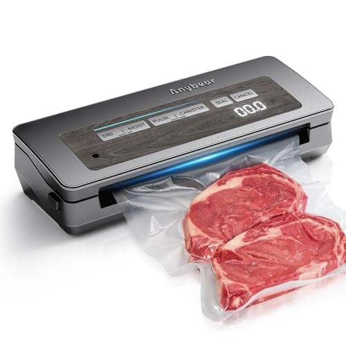 Vacuum Sealer Machine, 90kPa 120W Wide Seal All-IN-1 Powerful Food Storage, Build-in Cutter | Bags Storage | Digital Countdown Display | 2 Bag Rolls and 5pcs Pre-cut Bags (Gray)