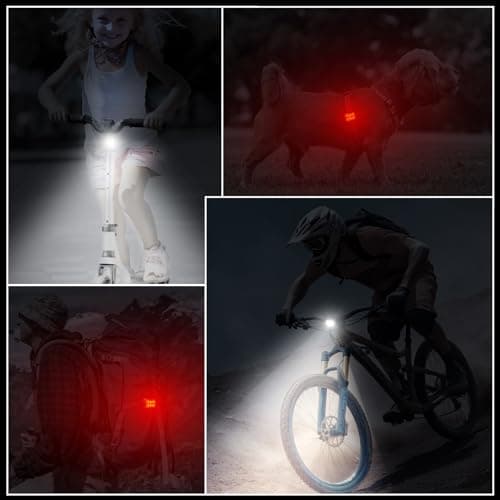 2 Packs USB Rechargeable Bike Light Set, Bicycle Safety Lights Front and Rear with 6+12 Modes, IPX4 Waterproof Headlight and Taillight for Night Riding/Cycling 7