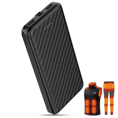 CHHID 5V 2A Heated Vest Battery Pack,Pocket Size 10000mah Power Bank for Heated Jacket,Heated Clothing/Coat,Heated Seat/Chair,Heated Hoodies,USB Heated Blanket.