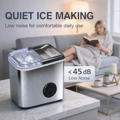 38lbs Per Day Countertop Ice Maker, 9 Ice Cubes in 3.5 Minutes, Self-Cleaning Portable Ice Machine with 2 Bullet Sizes for Kitchen, Camping, RV, and Party 5