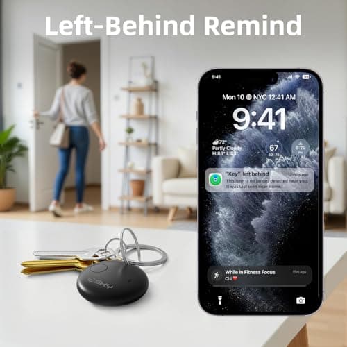 Esky Air Tracker Tags-4 Pack, Bluetooth Smart Luggage Tracker Works with Apple Find My APP (iOS Only, Not for Android), Key Finder and Item Locator for Luggage, Backpack, Suitcases, Wallet 5