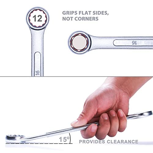 19-Piece Complete Metric Combination Wrench Set in Roll-up Pouch, No Skipped Metric Sizes 6mm - 24mm | Best Value Wrench Set, Ideal for General Household, Garage, Workshop, Auto Repairs, Emergency 5