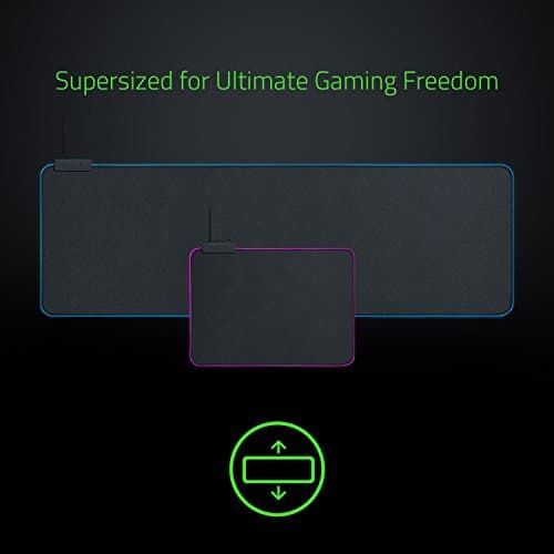 Razer Goliathus Extended Chroma Gaming Mousepad: Customizable Chroma RGB Lighting - Soft, Cloth Material - Balanced Control & Speed - Non-Slip Rubber Base - Classic Black 7