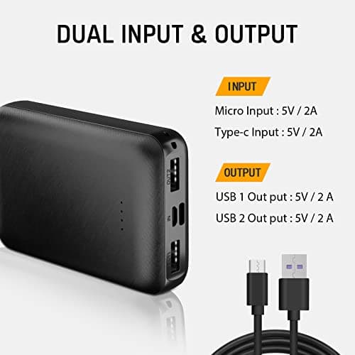 Whsahans 5V 2A Rechargeable Battery Pack for Heated Vest 10000mah Heated Jacket Battery Power Bank for Heated Vests Heated Jackets Heated Hoodies for Men Women(No DC Port, Not Suit for 7.4v) 7