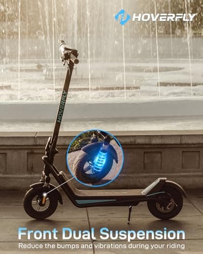 HOVERFLY X3 Electric Scooter for Adults, 10" Solid Tire, Max 18 Mile Range and 20Mph Speed, 500W Motor, with Front Dual Suspension Electric Code Lock, UL2272 Certified Foldable Commuting Escooter 5