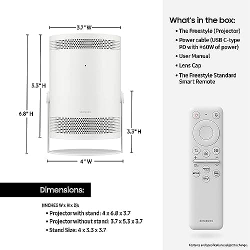 SAMSUNG 30" - 100" The Freestyle FHD HDR Smart Portable Projector for Indoor and Outdoor Home Theater, Big Screen Experience with Premium 360 Sound w/ Alexa Built-In (SP-LSP3BLAXZA) 6
