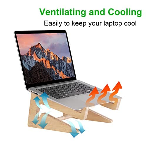 Nuvograin Laptop Stand, Wooden Vertical Laptop Stand for Desk, Bamboo Laptop Stand Compatible with MacBook Air Pro/Dell XPS/Surface pro/HP/Pixelbook/Lenovo, More Laptops 13-17.7inch 5