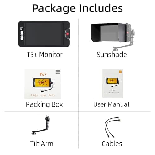 Osee T5+ 5.5 Inch 1000nits Camera Monitor, Customizable False Color Field Monitor, HDR 4K HDMI Input 8 MySets Preview Workflow DSLR Monitor, Peaking Focus Assist, 3D Lut (Battery Not Included) 7