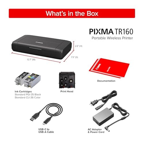 Canon PIXMA TR160 Wireless Portable Printer, 50-Sheet Paper Tray and 1.44" Display 8