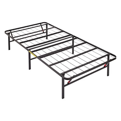 Amazon Basics Foldable Metal Platform Bed Frame with Tool-Free Setup, 14 Inches High, Storage Space, Sturdy Steel Frame, No Box Spring Needed, Twin XL, Black