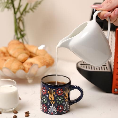 Ceramic Espresso Cups, 5 Oz Espresso Cups Set of 4, Handmade Espresso Cup, 2.75 Inch Espresso Mugs, Multicolor Demitasse Cups, Microwave & Dishwasher Safe Espresso Mugs, Coffe Mug (SULTAN'S GARDEN) 7