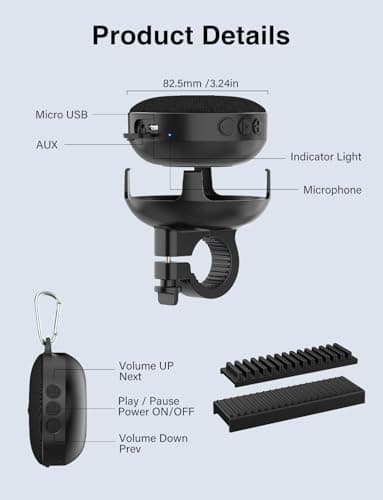 Onforu Portable Bluetooth Speaker for Bike, IP65 Waterproof Mini Outdoor Shower Travel Speakers, Bike Accessories Wireless Bicycle Speaker with Loud Sound for Riding, Ideal Gift 9