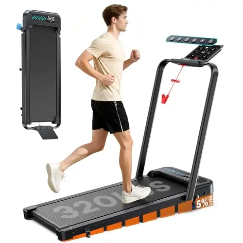 WELLFIT Incline Foldable Walking Pad Treadmill with Handle Bar for Home, 320 LBS Capacity, 6.2MPH Max Speed,Wide Shock Absorbing Deck, 3.0HP Low Noise, for APP/Mute Remote 8