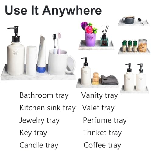 DNC Silicone Bathroom Vanity Tray for Counter, 7.9" Small Kitchen Sink Soap Tray for Dish Holder Dispenser Countertop Toilet Tank Desk Organizer 7