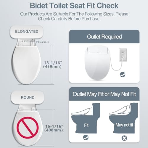 ZMJH A201S Bidet Toilet Seat, Electric Smart Heated Seat with Slow Closes, Vortex Wash, Warm Dryer, Rear and Front Wash, Warm Water, Remote Control, and Night Light, White (Elongated) 6