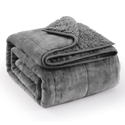 Super Fuzzy Soft Sherpa Fleece Weighted Blanket, 12 lbs Dual Sided Fluffy Heavy Weighted Blankets for Adults - No Bunching with Double Layers of Soft Inner Lining (48"x 72", 12 Pounds)