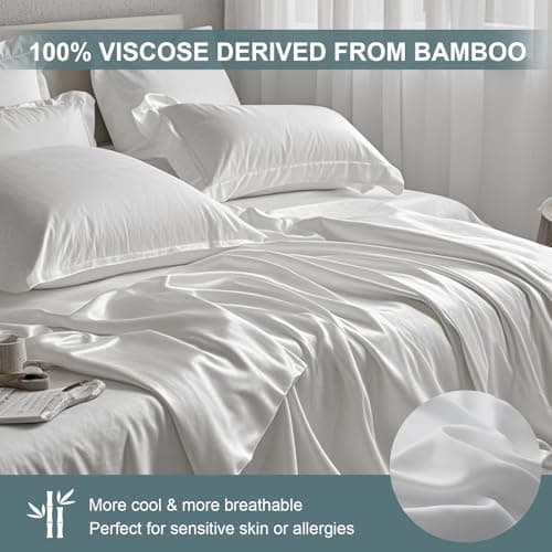 Yawfold King Fitted Sheet Only │100% Viscose Derived from Bamboo │Fitted Sheet with Elastic Corner Straps │ Ultra Soft Luxury Breathable │ Cooling for Hot Sleepers │ 18 Inch Deep Pocket 5