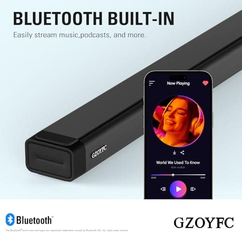 GZOYFC 3.1 Sound Bar with Subwoofer, 160W Sound Bar for Smart TV, 5.0 Bluetooth Soundbar for TV,with Bass Reflex Speaker,HDMI-ARC/Optical/AUX Connection,Easy Setup, Home Office use with Clear Sound 5