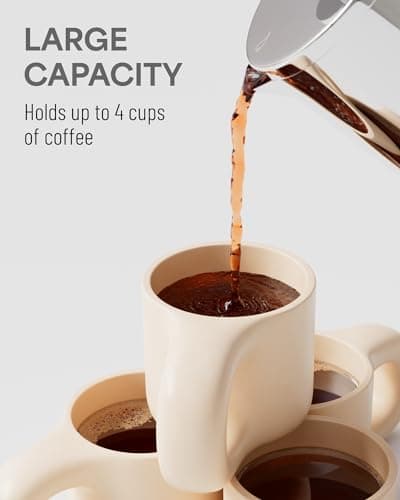 Veken French Press Coffee Tea Maker 34 Ounce 1 Liter, Double Wall Vacuum Insulated Stainless Steel Coffee Press with 4 Filter Screens, Rust-Free, Silver 6