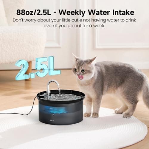 Cat Water Fountain: BMDSAE 88Oz Pet Water Fountains Indoor 24/7 Running Water Supplies Dispenser for Drinking Dish Automatic Dog Waterer Bowls Flow Ultra Quiet Pump Faucet Bottle Watering 5