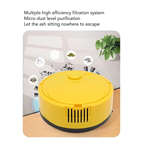 Fdit Robot Vacuum Cleaner, Mini Automatic Avoidance USB Charging Smart Sweeping Robot for Wooden Flooring for Carpet (Yellow) 5