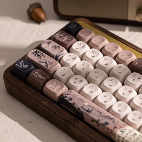 Akko Mechanical Gaming Keyboard with Walnut Wooden Case, MU01 Mountain Seclusion 65% 68-Key RGB 2.4G Wireless/Bluetooth/Wired Hot-swappable Keyboard with PBT Dye-Sub Keycaps for Mac & Win 8