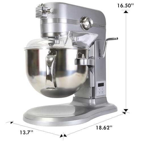 Kenmore Elite 600W Bowl Lift Stand Mixer - Digital 10 Speed Mixing, Electric, Countertop, Heavy Duty, Kitchen Appliance, 5 & 6 Qt Stainless Steel Bowls With Flat Beater, Whisk, Dough Hook Attachments 7