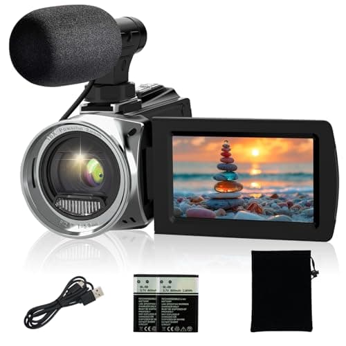 YEEIN Video Camera Camcorder 4K 48MP Digital Vlogging Camera for YouTube 3.0 Inch 270°Rotation LCD Screen 18x Digital Zoom Video Recorder with Microphone, 2 Batteries