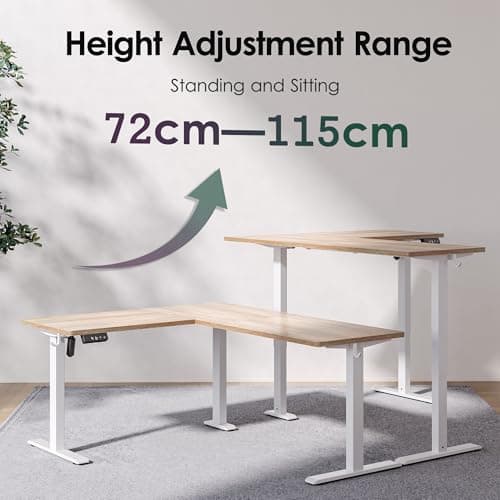 TIQLAB L Shaped Standing Desk Adjustable Height, Electric Corner Standing Desk, 63 x 55 inch Sit Stand Computer Table with Splice Board, Maple 6