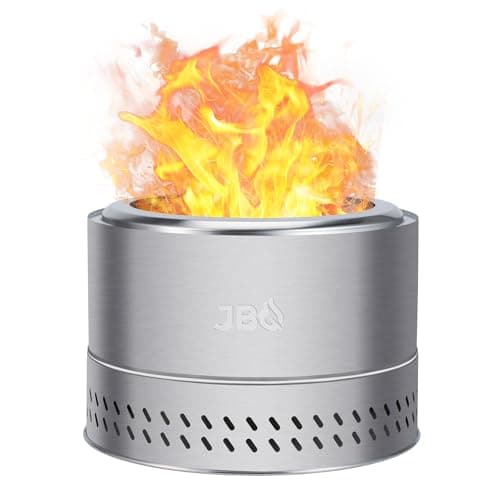 JBQ 19 inch Outdoor Smokeless Fire Pit, 304 Stainless Steel Smokeless Firepit with Carry Bag, Wood Burning Fire Pits for Camping, Bonfire, Low Smoke Firepit for Outside