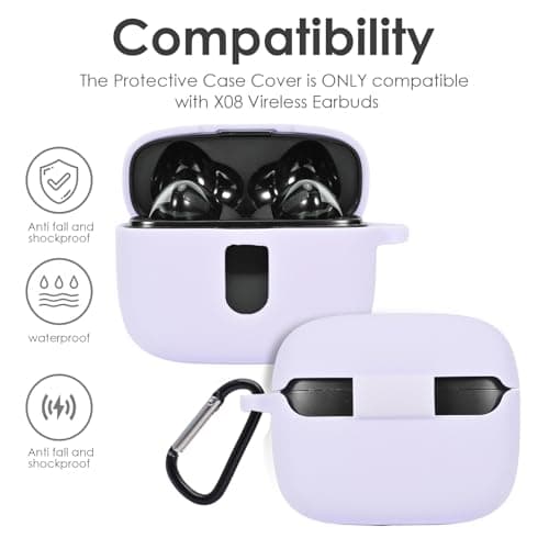 Claiol Premium Silicone Case for TAGRY X08 Wireless Earbuds with Carabiner. (Lavender) 5