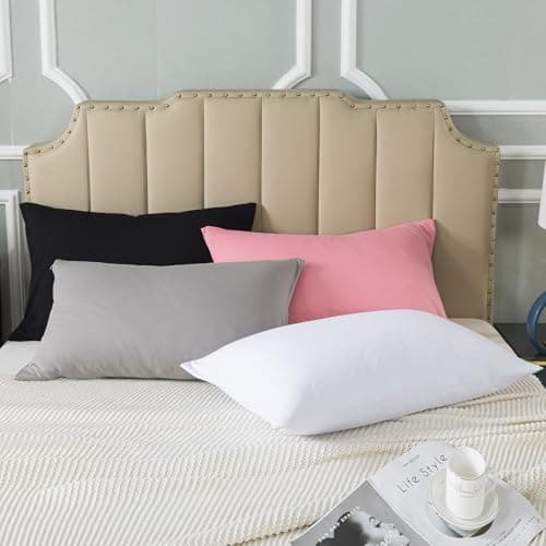 WhatsBedding Standard Jersey Knit Pillowcases Set of 2, 100% Cotton Bed Pillow Cases Standard Size with Zipper,Soft and Breathable, 20×26 inches Dark Grey 7