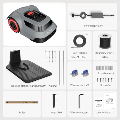 Redkey MGC500 Robot Lawn Mower with 393ft Boundary Wires for 0.12 Acre (1/8 Acre), 45% Slope, 70Mins Runtime, Auto Recharge, Automatic Robotic Lawn Mower w/Precise Location & Breakpoint Detection 9