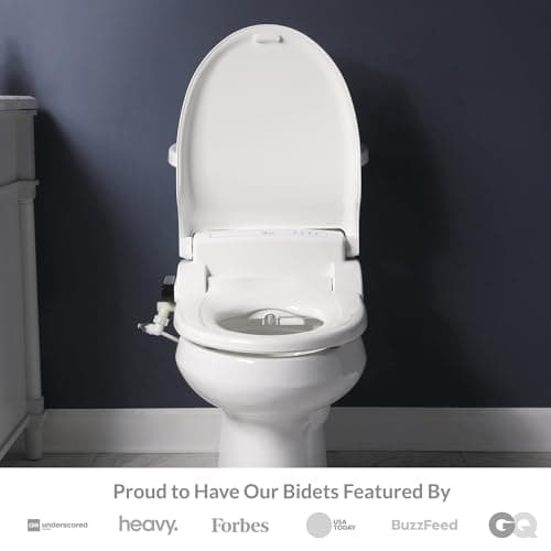 Bio Bidet BB1000 Warm Water Bidet Seat, Air Dryer, Heated Seat with Slow Close Lid, Remote Control, Elongated 9