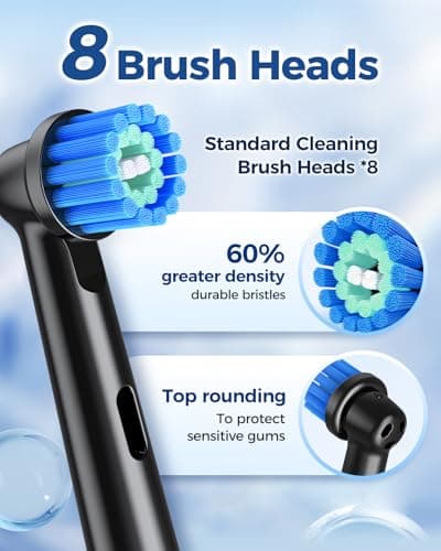 TEETHEORY Rotating Electric Toothbrush for Adults with 8 Brush Heads, Sensitive Gum Care Electric Toothbrush with 3 Modes and 2 Min Smart Timer, Rechargeable Last 60 Days 4