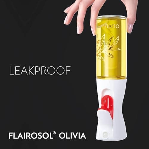 FLAIROSOL OLIVIA. The Original Advanced Oil Sprayer for Cooking, Salads, BBQs and More, Continuous Spray with Portion Control, Trusted by Chefs. Patented Technology. (Glass Bottle) (Golden Leaves) 5