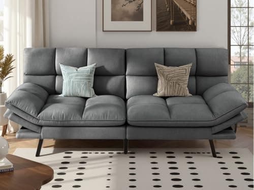 DWVO Multifunctional Futon Sofa Bed, Convertible Sleeper Sofa, 70" Folding Futon Set for Living Room Home Office Aprtment, Modern Folding Couch with Adjustable Backrest & Armrests, Grey