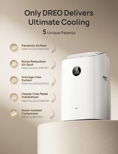 DREO Portable Air Conditioners, 8000 BTU ASHRAE (5000 BTU DOE) Smart AC Unit for Bedroom with Drainage-free Cooling, 45dB Quiet, APP/Voice/Remote, Portable AC for Room Indoors, AC318S 8