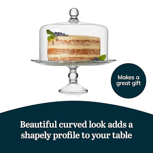 Libbey Selene Glass Cake Stand with Dome Lid, Elegant Curved Footed, Covered Cake Stand, Versatile Serving Dish for Variety of Desserts and More 5