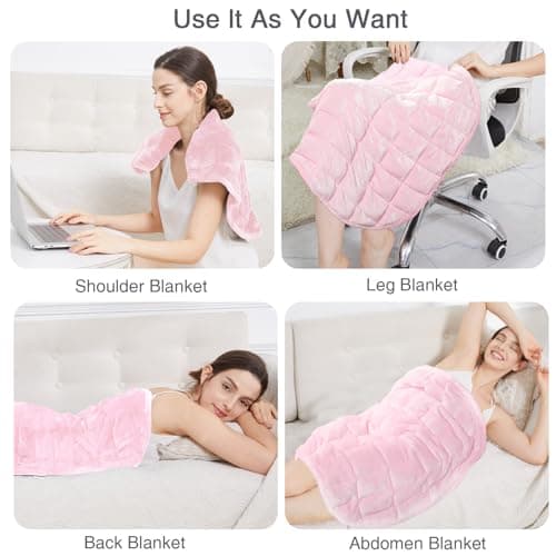 Alomidds Weighted Blanket 7lbs for Adults, Cozy Breathable Weighted Lap Blanket, Small Weighted Blanket Travel, Weighted Lap Pad for Couch, Sofa, Pink, 29" x 24" 7