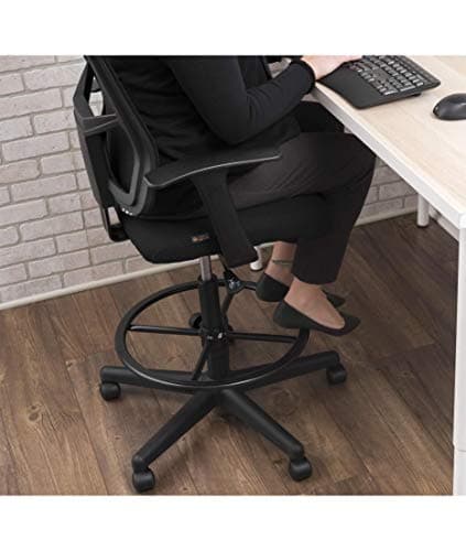 Stand Up Desk Store Sit to Stand Drafting Task Stool Chair for Standing Desks with Adjustable Footrest and Armrests (Black) 6